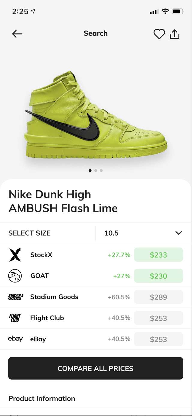 iOS app — product page