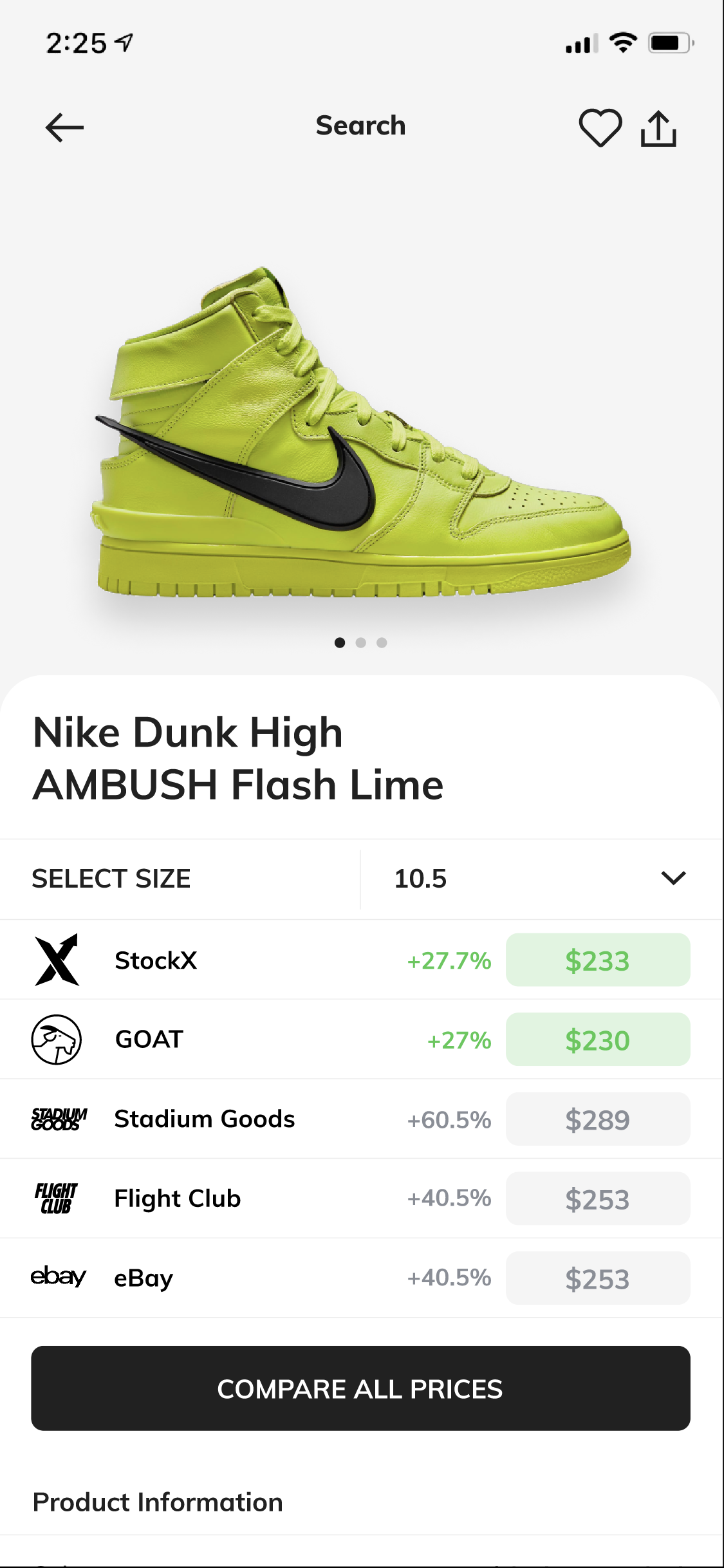 iOS app — product page